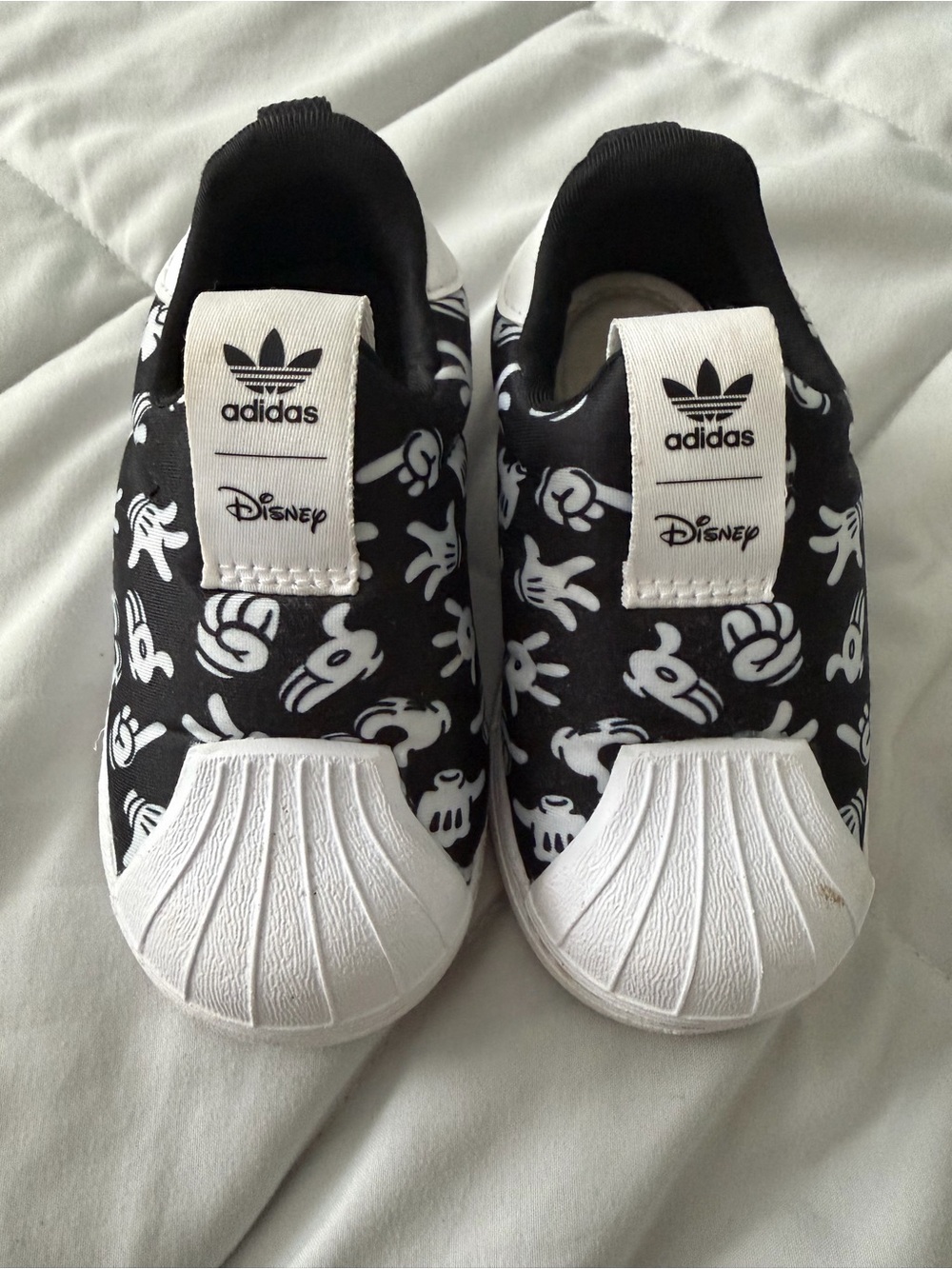 adidas Kids Black and White Disney Slip-On Sneakers